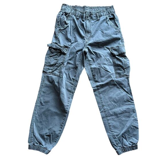 American Eagle Green Stretch Jogger Cargo Pants Elastic Waist Size 8R 90's Y2K - Picture 1 of 6